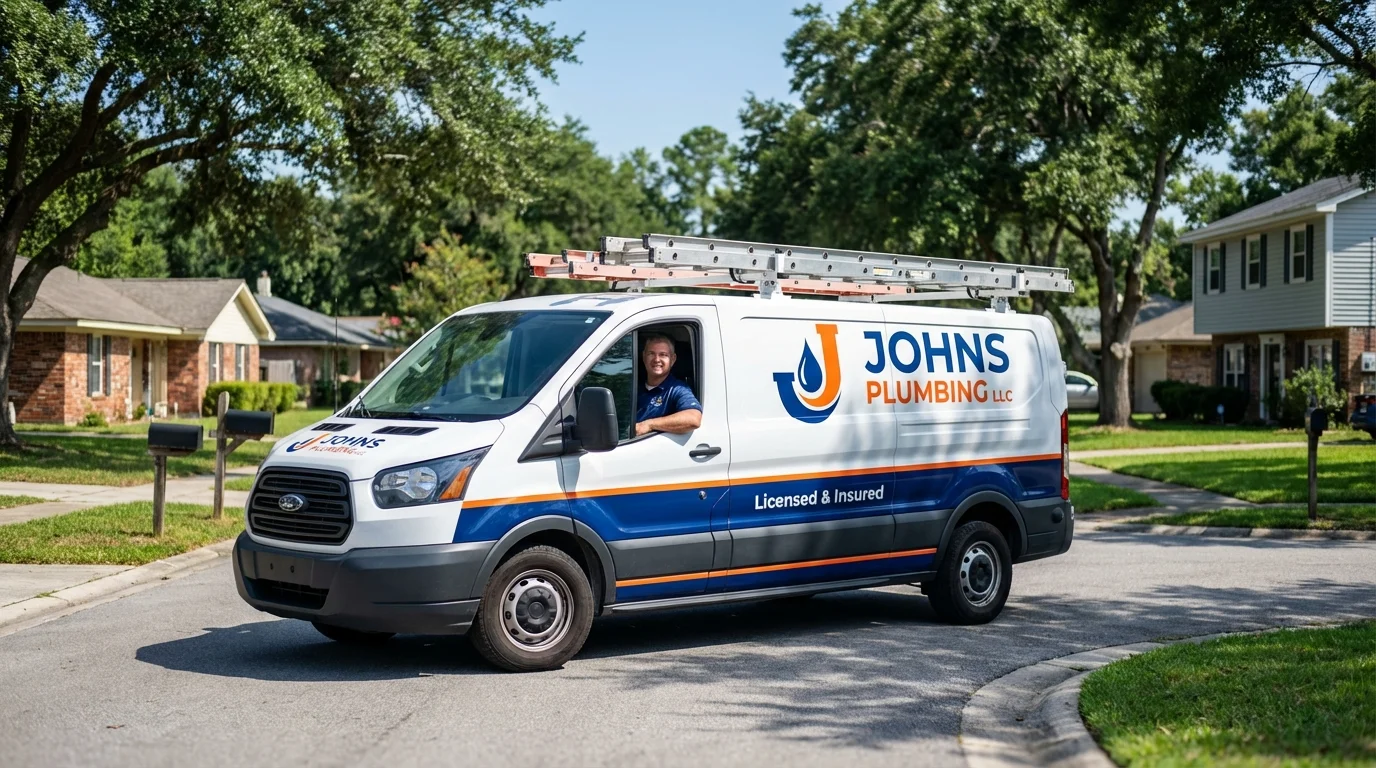 Johns Plumbing LLC service van in Carlisle, AR