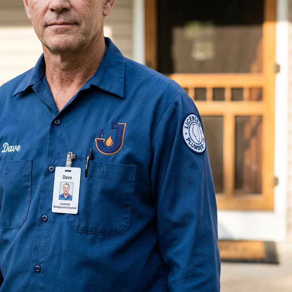 Licensed plumber showing ID badge in Carlisle, AR