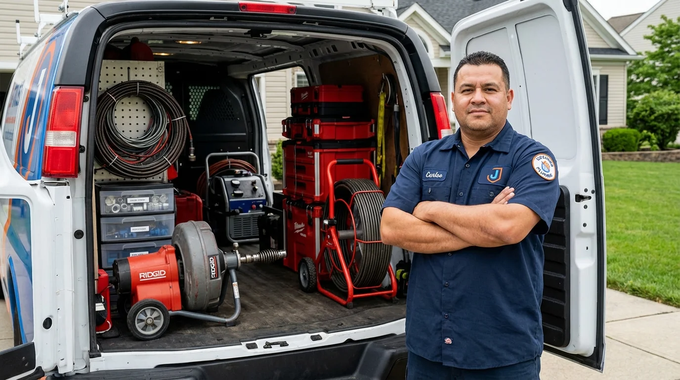 Professional drain cleaning equipment and Johns Plumbing LLC plumber in Carlisle
