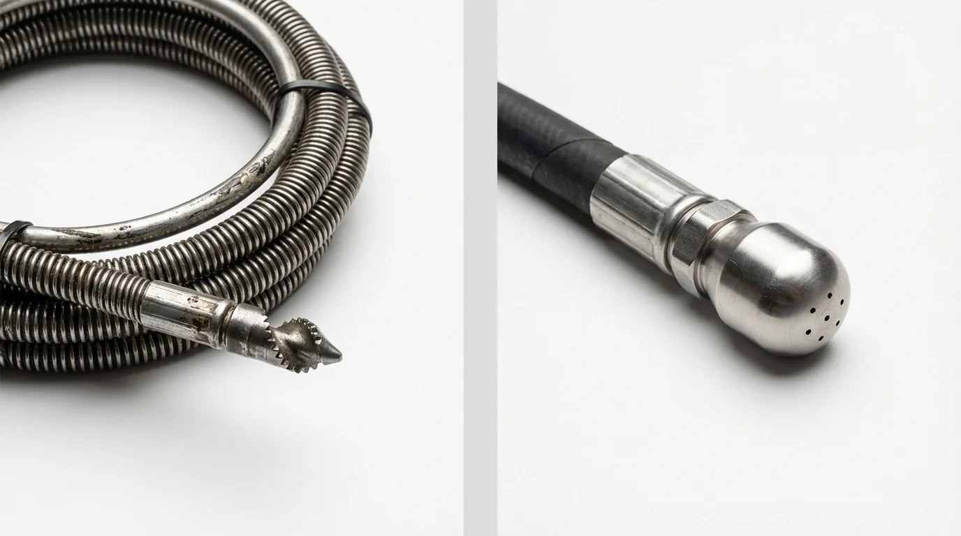 Drain snake cable and hydro jetting nozzle used for drain cleaning in Carlisle, AR