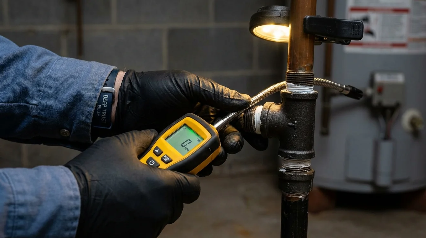 Gas leak detection with electronic sniffer by Johns Plumbing LLC in Carlisle