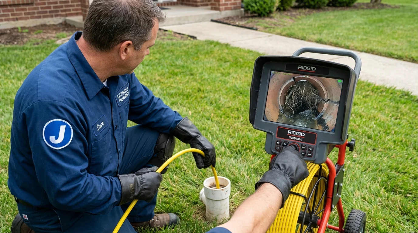 Sewer camera inspection being performed by Johns Plumbing LLC in Carlisle